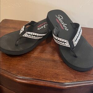 Skechers Women's Black Sandals with White Beading